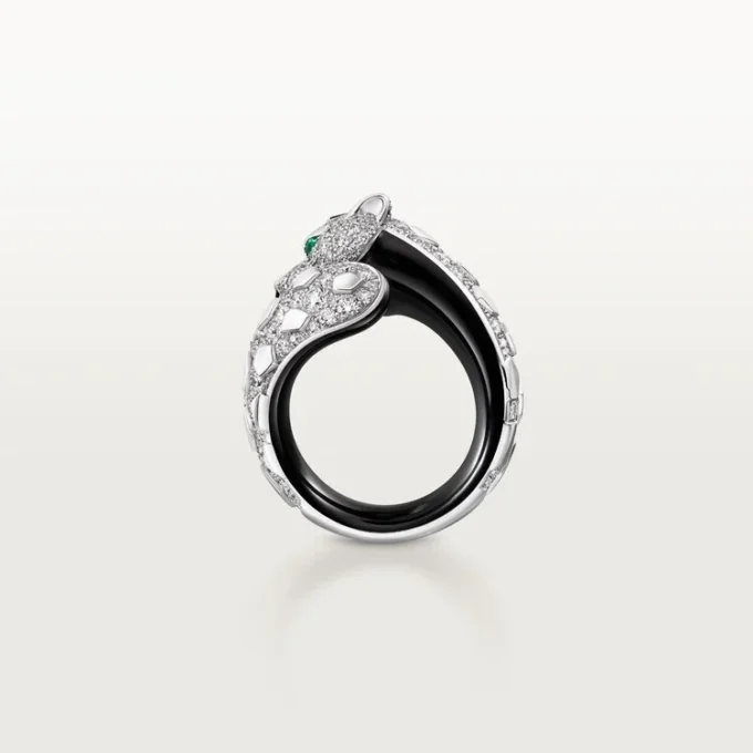 Bague Panthère de Cartier, laque noire, pavée