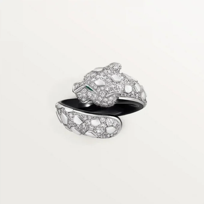 Bague Panthère de Cartier, laque noire, pavée