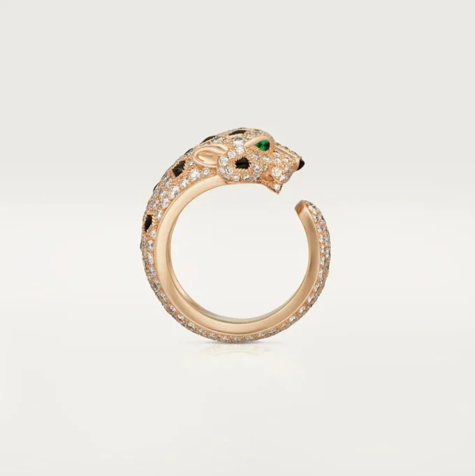 Bague Panthère de Cartier, modèle moyen, pavée