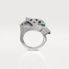 Bague Panthère de Cartier – Or blanc, diamants, émeraudes, onyx – Cartier