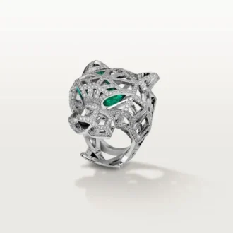 Bague Panthère de Cartier – Or blanc, émeraudes, onyx, diamants – Cartier