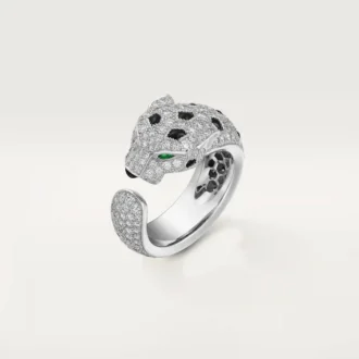 Bague Panthère de Cartier – Or blanc, émeraudes, onyx, diamants – Cartier