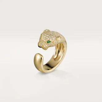 Bague Panthère de Cartier – Or jaune, diamants, émeraudes, onyx – Cartier