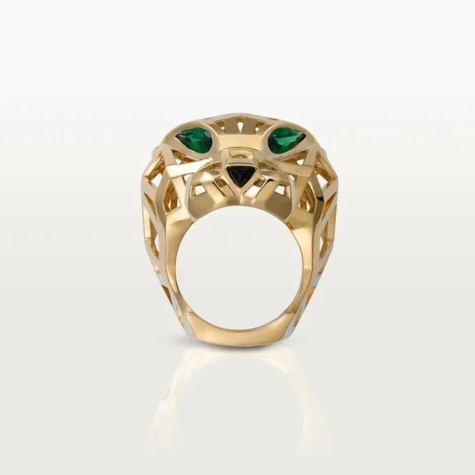 Bague Panthère de Cartier – Or jaune, grenats tsavorites, onyx – Cartier