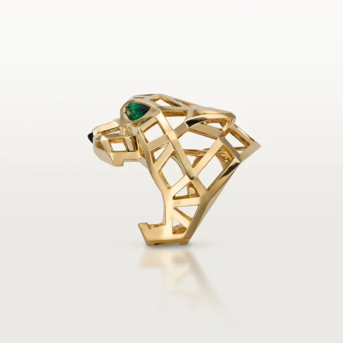 Bague Panthère de Cartier – Or jaune, grenats tsavorites, onyx – Cartier