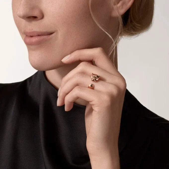 Bague Panthère de Cartier – Or rose, grenats tsavorites, onyx – Cartier