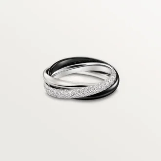 Bague Trinity, céramique, petit modèle, demi-sertie