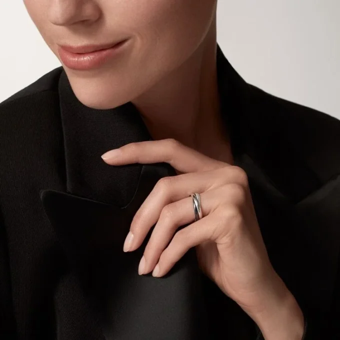 Bague Trinity, céramique, petit modèle, demi-sertie
