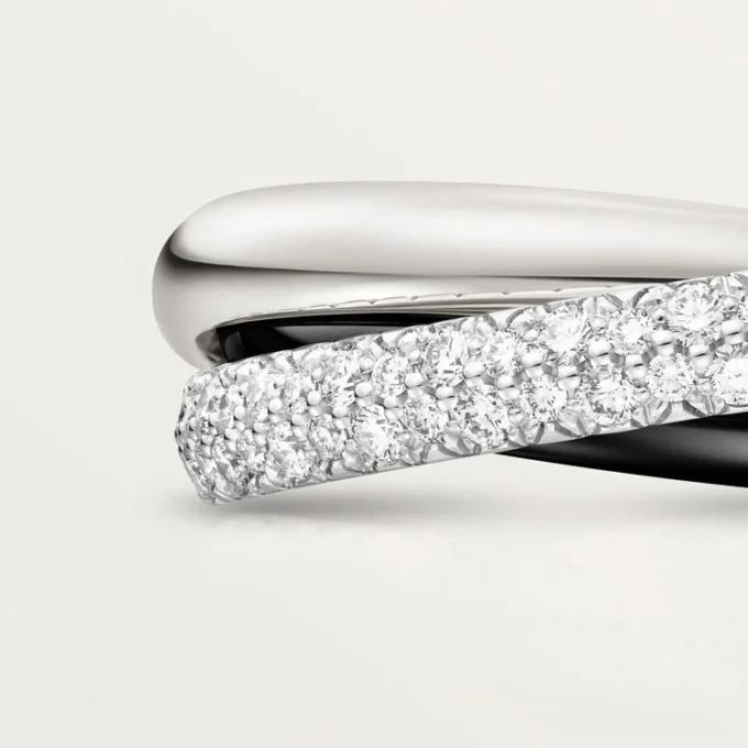 Bague Trinity, céramique, petit modèle, demi-sertie