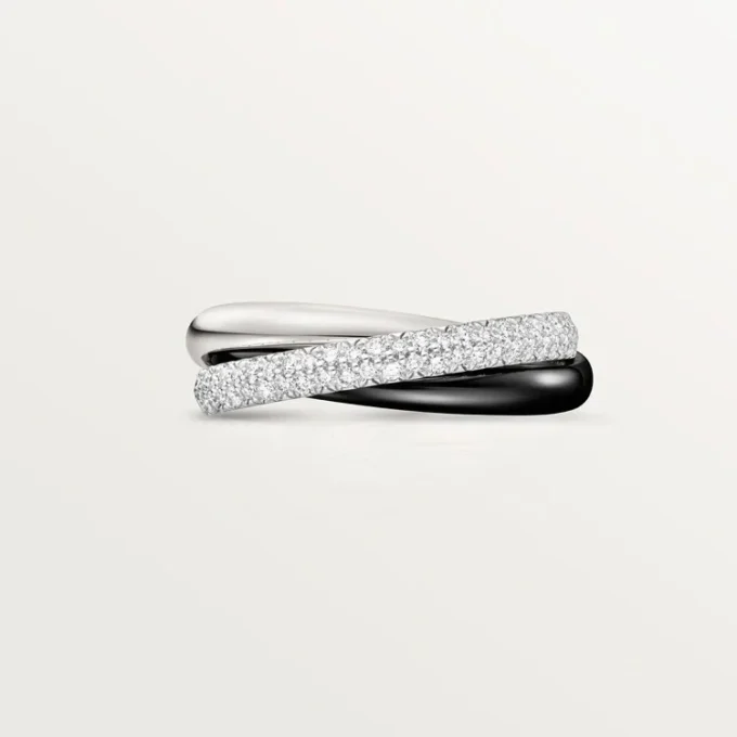 Bague Trinity, céramique, petit modèle, demi-sertie