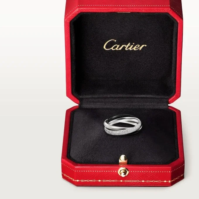 Bague Trinity, céramique, petit modèle, demi-sertie
