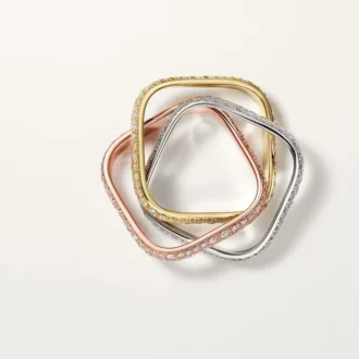 Bague Trinity Cushion, modèle classique, pavée