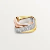 Bague Trinity, forme coussin, grand modèle, demi-sertie