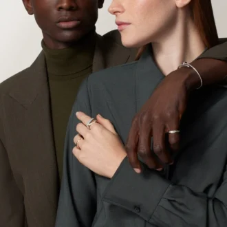 Bague Trinity, forme coussin, grand modèle, demi-sertie