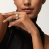Bague Trinity, forme coussin, grand modèle, demi-sertie