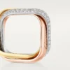 Bague Trinity, forme coussin, grand modèle, demi-sertie