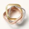 Bague Trinity, forme coussin, grand modèle, demi-sertie