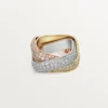 Bague Trinity, forme coussin, grand modèle, pavée