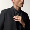 Bague Trinity, forme coussin, grand modèle, pavée