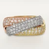 Bague Trinity, forme coussin, grand modèle, pavée