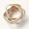 Bague Trinity, forme coussin, grand modèle, pavée
