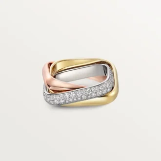 Bague Trinity, forme coussin, modèle moyen, demi-sertie