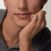 Bague Trinity, forme coussin, modèle moyen, demi-sertie