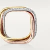 Bague Trinity, forme coussin, modèle moyen, demi-sertie