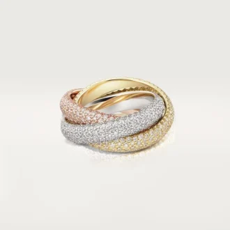Bague Trinity, grand modèle, pavée