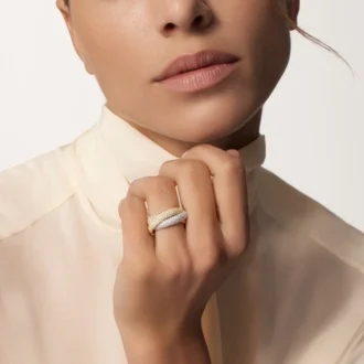 Bague Trinity, grand modèle, pavée