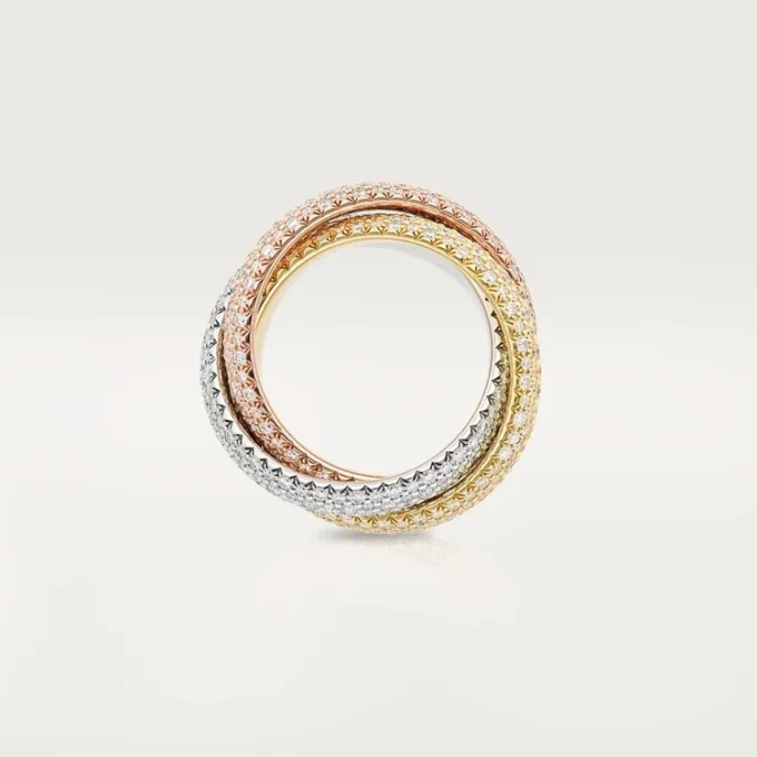 Bague Trinity, grand modèle, pavée