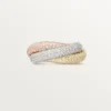 Bague Trinity, grand modèle, pavée