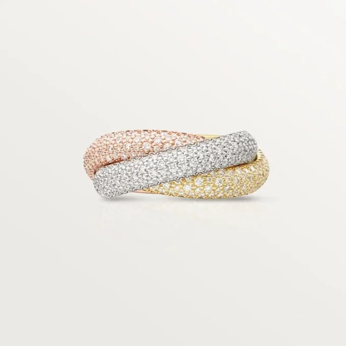 Bague Trinity, grand modèle, pavée