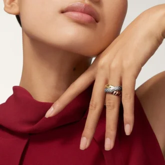 Bague Trinity, laquée, demi-sertie