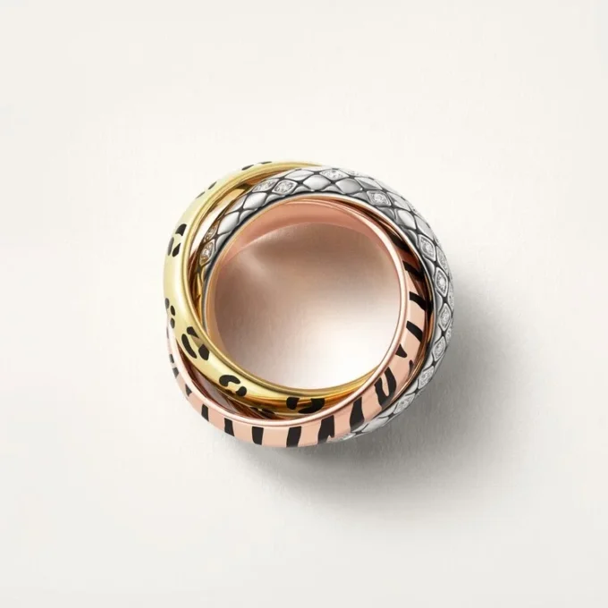 Bague Trinity, laquée, demi-sertie