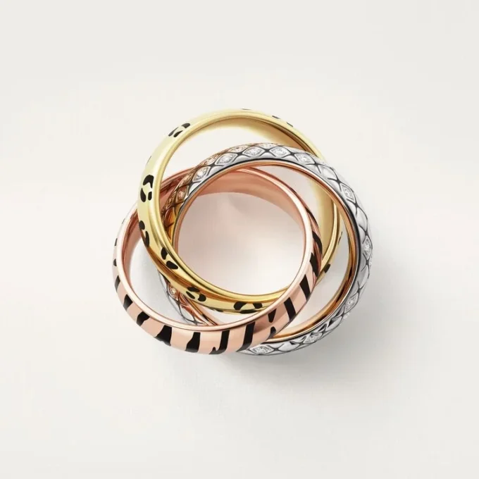 Bague Trinity, laquée, demi-sertie
