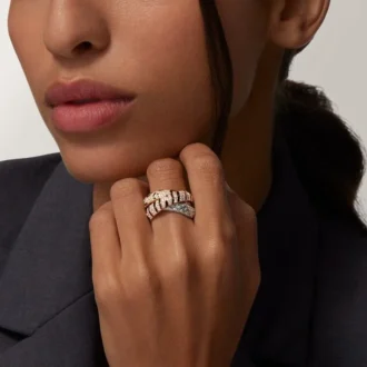 Bague Trinity, laquée, pavée