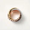 Bague Trinity, laquée, pavée