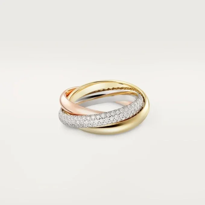 Bague Trinity, modèle classique, demi-sertie Bague Trinity, modèle classique, demi-sertie