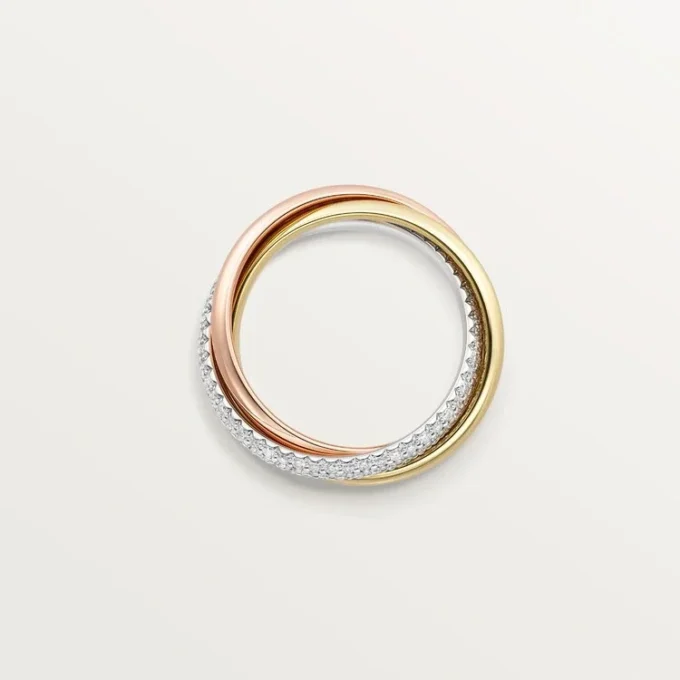 Bague Trinity, modèle classique, demi-sertie Bague Trinity, modèle classique, demi-sertie