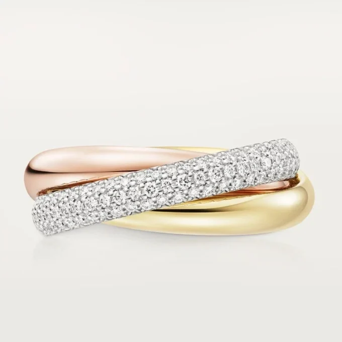 Bague Trinity, modèle classique, demi-sertie Bague Trinity, modèle classique, demi-sertie