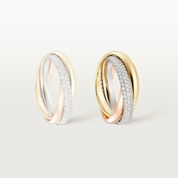 Bague Trinity, modèle classique, demi-sertie Bague Trinity, modèle classique, demi-sertie