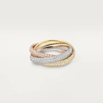 Bague Trinity, modèle classique, pavée