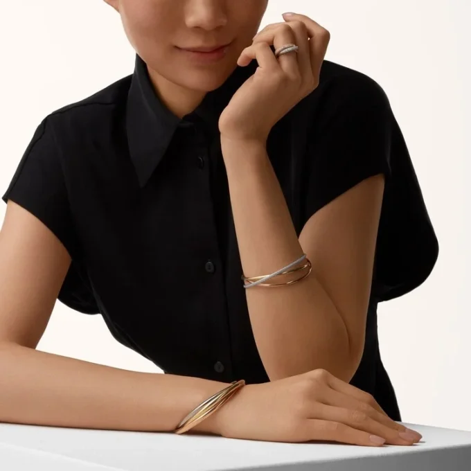 Bague Trinity, modèle classique, pavée Bague Trinity, modèle classique, pavée