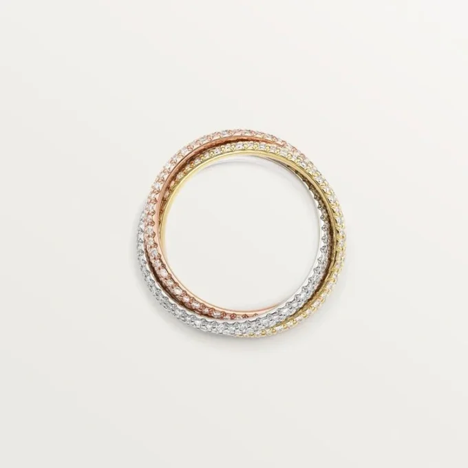 Bague Trinity, modèle classique, pavée Bague Trinity, modèle classique, pavée