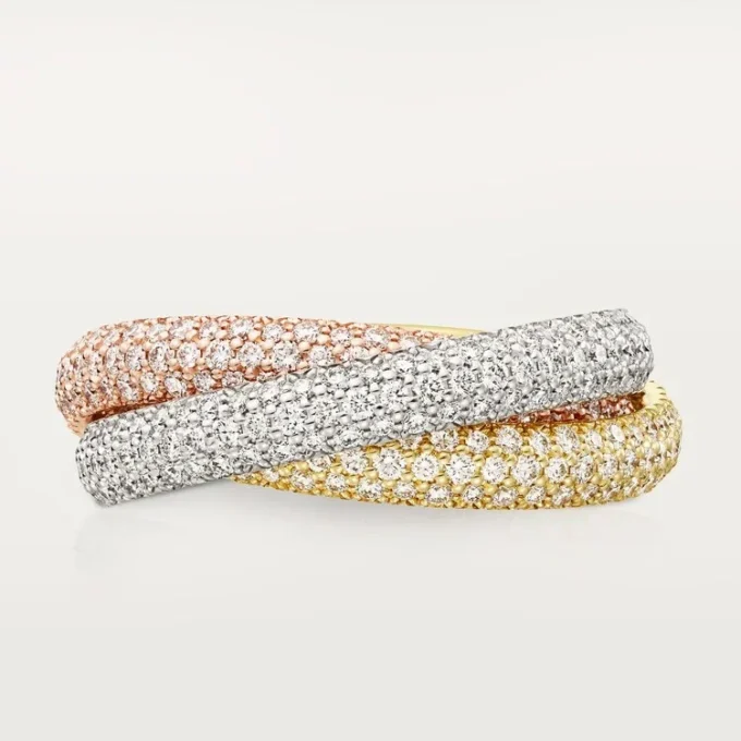 Bague Trinity, modèle classique, pavée Bague Trinity, modèle classique, pavée