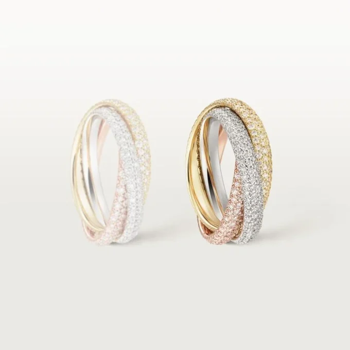 Bague Trinity, modèle classique, pavée Bague Trinity, modèle classique, pavée