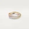 Bague Trinity, petit modèle, pavée