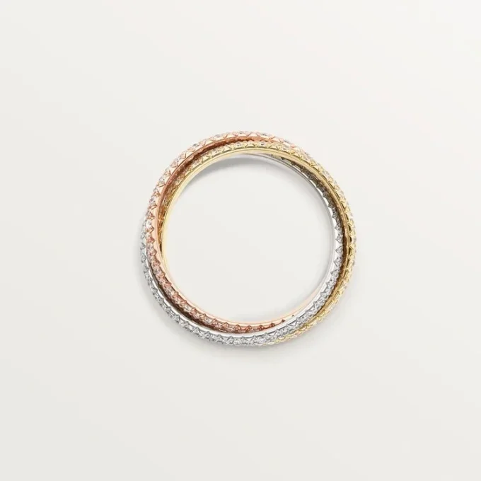 Bague Trinity, petit modèle, pavée