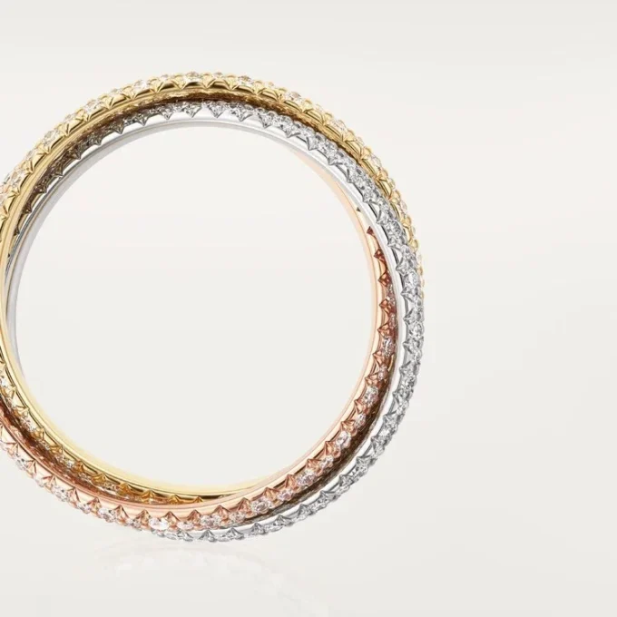 Bague Trinity, petit modèle, pavée